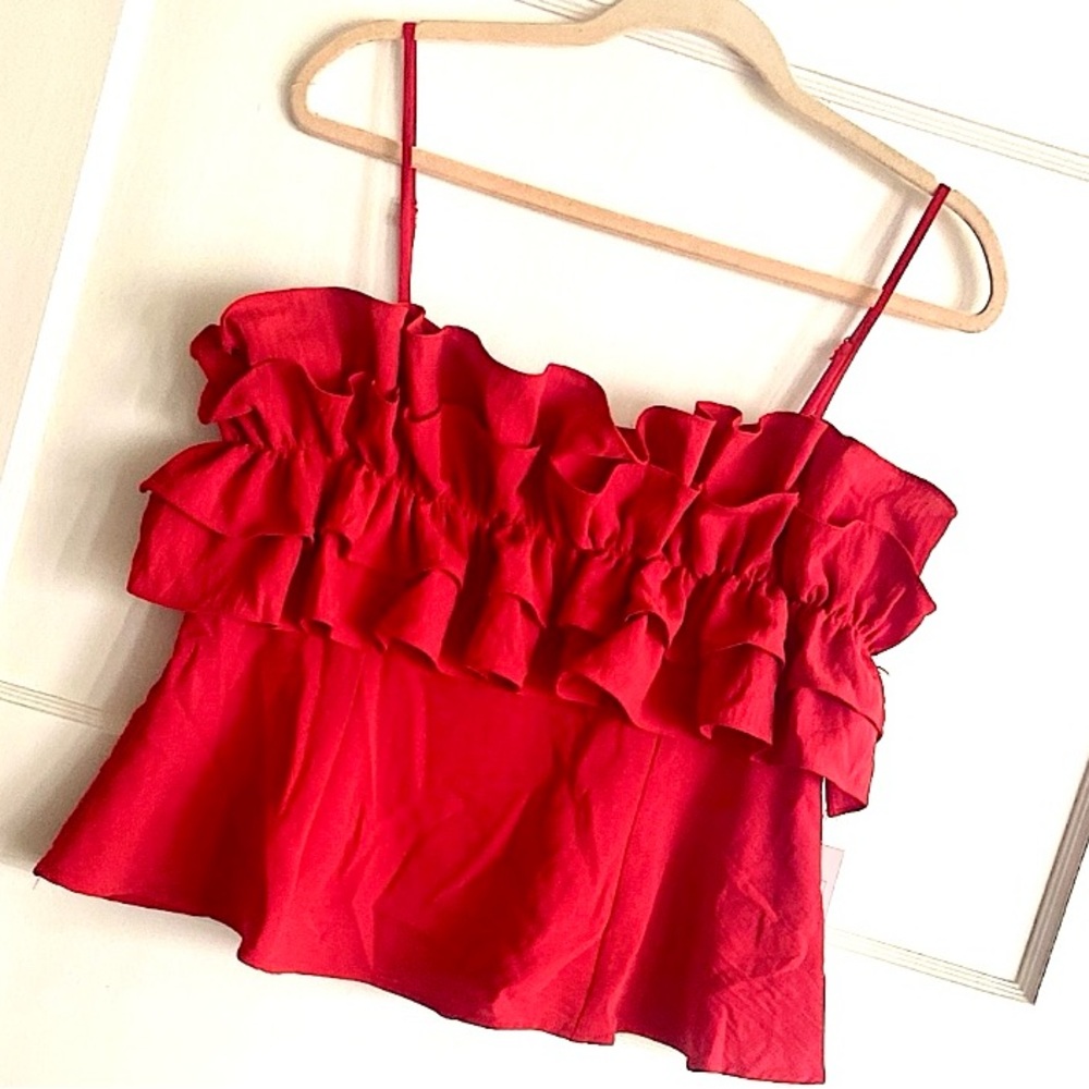 Red Ruffled Women's Top
